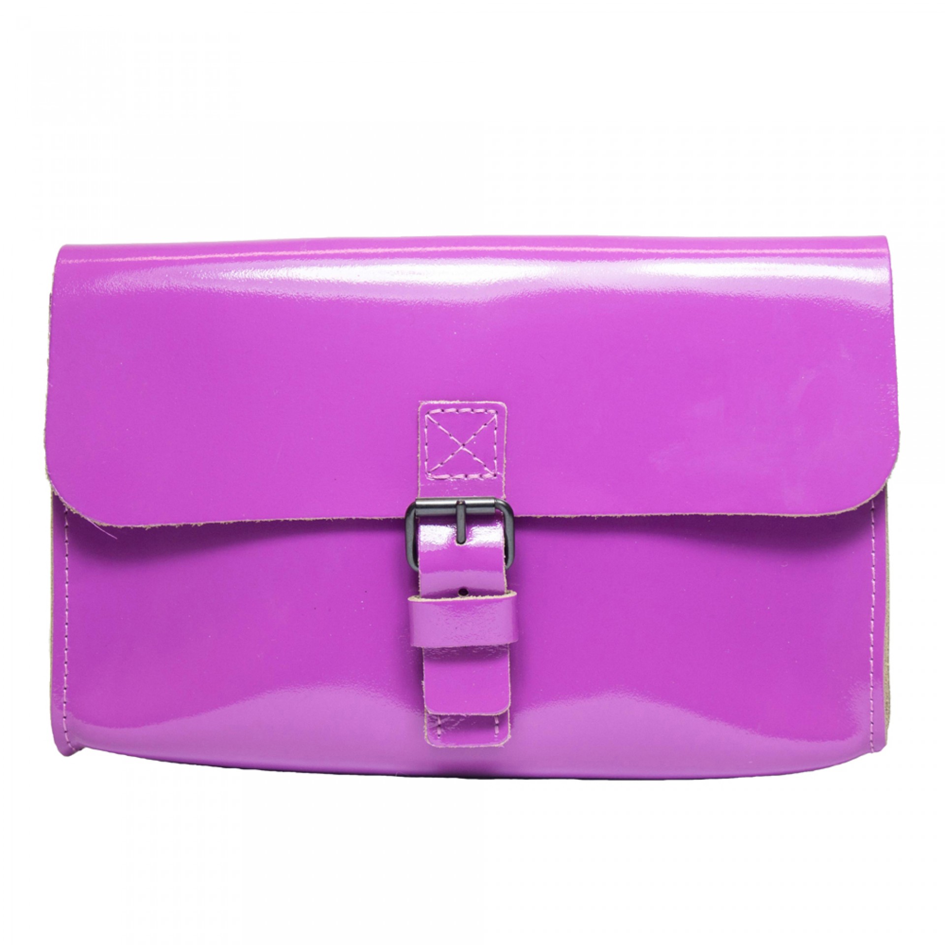 Leather Shoulder Bag - Purple Patent