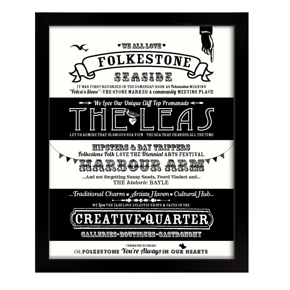 Folkestone Words Print Black Framed